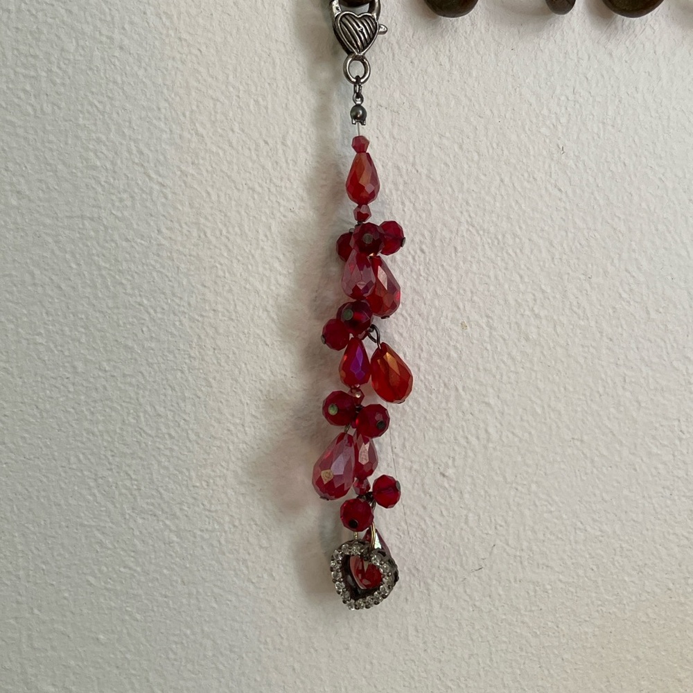 Heart Ember – Vintage Red Crystal Light Catcher with Sterling Heart